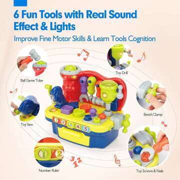 Hahaland Musical Light Workbench Toy for Toddlers