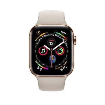 Apple Watch Series 4 (GPS + Cellular, 44MM) - Gold Stainless Steel Case with Pink Sand Sport Band (Renewed)