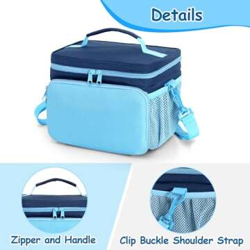 LoDrid Travel Carrying Case Compatible with Yoto Player Bluetooth Speaker, Audio Card Holder Holds up to 54 Cards with Shoulder Strap, Blue, Bag Only