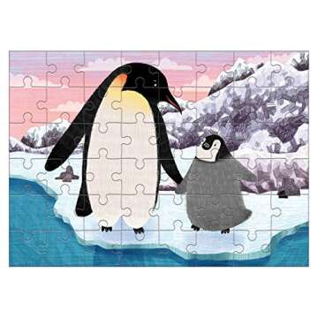 Mudpuppy Emperor Penguin Mini Puzzle, 48 Pieces, 8” x 5.75” – Perfect Family Puzzle for Ages 4+ – Jigsaw Puzzle Featuring a Colorful Illustration of Penguins, Informational Insert Included