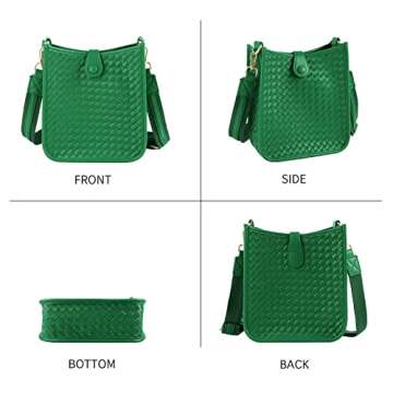 SHARPAD Crossbody Bags for Women Trendy Fashion Handwoven leather Hobo Handbags With Adjustable Strap Shoulder Messenger Bag (Green)