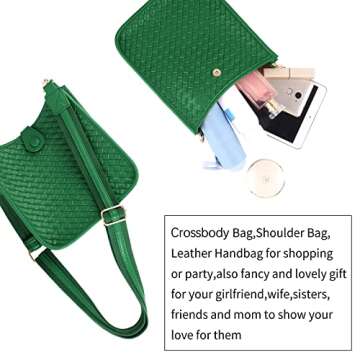 SHARPAD Crossbody Bags for Women Trendy Fashion Handwoven leather Hobo Handbags With Adjustable Strap Shoulder Messenger Bag (Green)