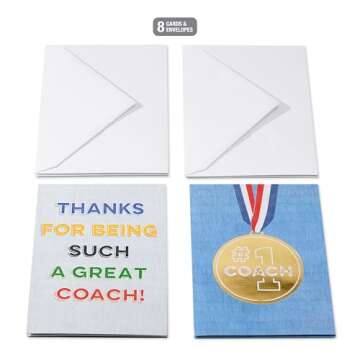 Thank You Cards for Coaches - 8 Count Set