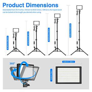 Neewer Dimmable 5600K USB LED Video Light with Pro Adjustable Tripod Stand and Color Filters, 2-Pack for Tabletop/Low-Angle Shooting, Zoom/Video Conference Lighting/Gaming/YouTube Video/Photography