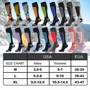 Merino Wool Thermal Ski Socks - 3 Pairs for Winter