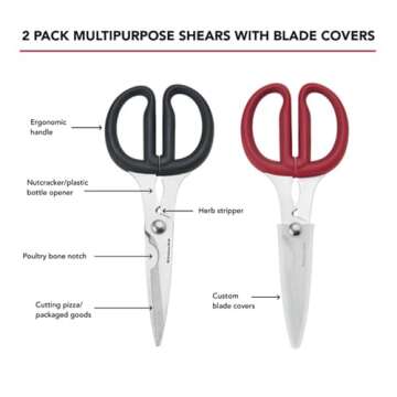 KitchenAid 2-Piece Multipurpose Shears Set - Scissors, Nutcracker, Bottle Opener