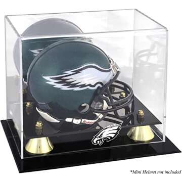 Philadelphia Eagles Mini Helmet Display Case - Football Mini Helmet Free Standing Display Cases ''Case Only''