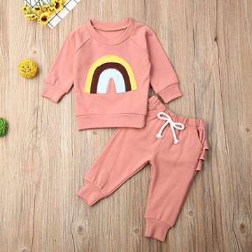 Thorn Tree Newborn Baby Girls Clothes Cotton Suit Cute Baby Kid Infant Toddler Play Wear Fall Winter Rainbow Outfits (Pink,2-3 Years)