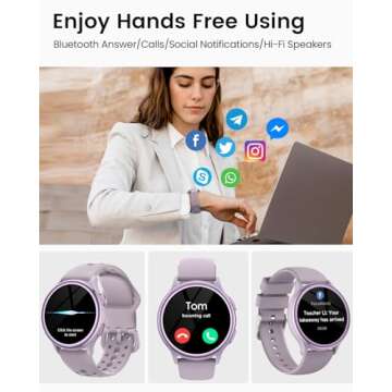 Smart Watches for Women [Gifts for Women/Calls/Answer], 1.27" Smart Watches for Android Phones＆ iPhone Compatible, 24/7 Fitness Watches for Women with Heart Rate/Sleep Monitor/Steps Monitor/Pedometer