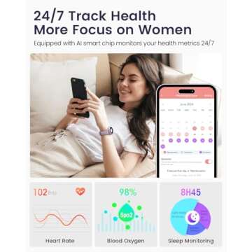 Smart Watches for Women [Gifts for Women/Calls/Answer], 1.27" Smart Watches for Android Phones＆ iPhone Compatible, 24/7 Fitness Watches for Women with Heart Rate/Sleep Monitor/Steps Monitor/Pedometer