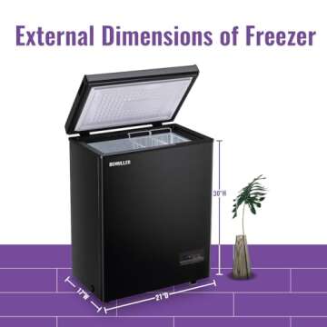 DEMULLER Deep Chest Freezer Mini Freezer with Electronic Display Screen Free-Standing Top Door Freezer Electronic Thermostat Accurate to 1℉ Black