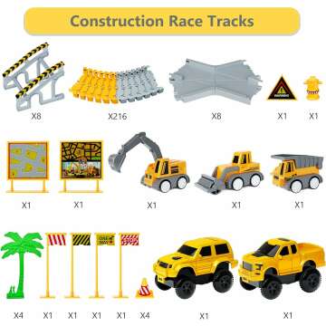 253 PCS Kids Construction Race Tracks Toy Set