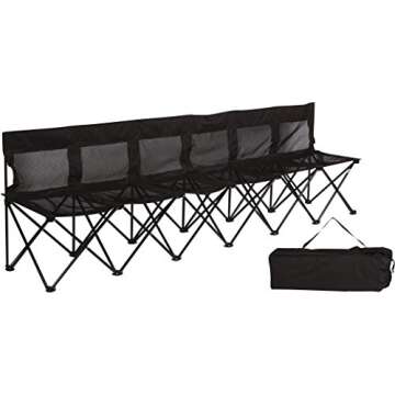 Trademark Innovations Portable Sports Bench with Mesh Seat and Back - Sits 6 People (Black)