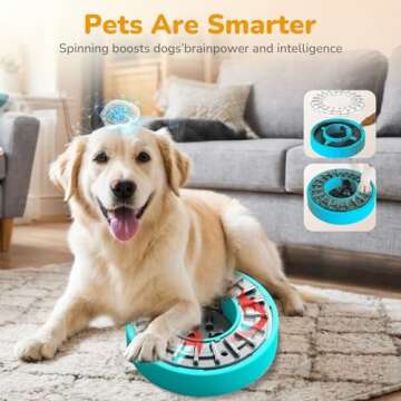 vivaforte Slow Feeder Dog Bowl - Rotate Lid to Unlock Yummy Treats - Challenging Dog Puzzle Toy - Puzzle Toy Design Promotes Healthy Eating and Active Thinking - Ideal for Clever Dogs - Blue