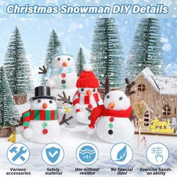 12 Pack Christmas Craft, DIY Snowman Kit for Kids, Build a Snowman Kit Indoor Decorations, Creative Kids Air Dry Modeling Clay, Xmas Activities Snowman Making Kit Toys for Holiday Favor Supplies