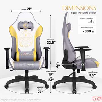 Marvel Eternals Gaming Chair Desk Office Computer Racing Chairs - Adults Gamer Ergonomic Game Reclining High Back Support Racer Leather (Thena)