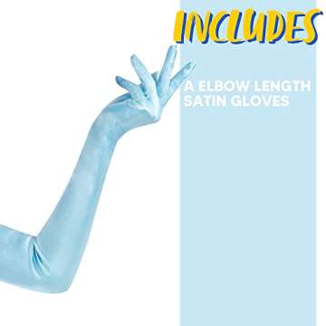 Spooktacular Creations Long Opera Party Gloves 20s Satin Dress Blue Gloves for Women, Silk Gloves Stretchy Adult Size Elbow Length Gloves