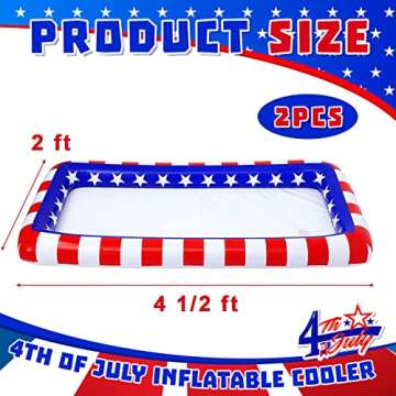 2 Pieces 4th of July Inflatable Cooler American Flag Inflatable Serving Bar Independence Day Cooler Patriotic Large Ice Buffet Cooler Party BBQ Tray for Food Pool Indoor Outdoor Supplies