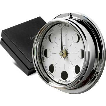 Elegant Handmade Chrome Moon Phase Clock in Solid Brass - Perfect Gift & Home Decor