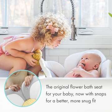 Blooming Bath Baby Bath Seat - Baby Tubs for Newborn Infants to Toddler 0 to 6 Months and Up - Baby Essentials Must Haves - The Original Washer-Safe Flower Seat (Lotus, Gray/White/Yellow)