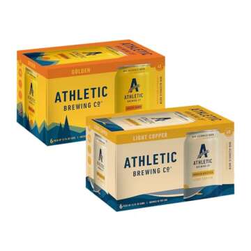 Athletic Brewing Company Craft Non-Alcoholic Beer - 6-Pack Cerveza Atletica and 6-Pack Upside Dawn - Low-Calorie, Award Winning - All Natural Ingredients For A Great Tasting Drink - 12 Fl Oz Cans