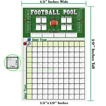 Football Pool Poster | (13” inch x 19”inch) Football Squares Pool Board | Office Pool Football Poster | Big Game Party Decorations | Football, Super Game Bowl Party Pool Poster | By Anapoliz