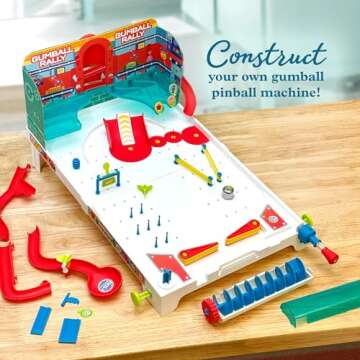 Thames & Kosmos Pinball Machine Maker STEM Experiment Kit Toy of the Year Finalist - Build a Reconfigurable Pinball Machine, Explore Physics, Force, Motion, Gravity, Simple Machines, Gumballs Included