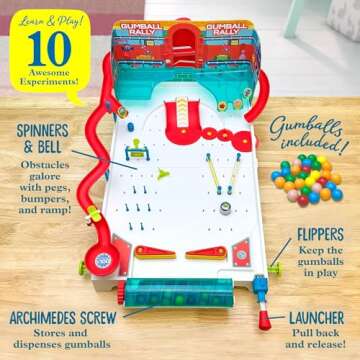 Thames & Kosmos Pinball Machine Maker STEM Experiment Kit Toy of the Year Finalist - Build a Reconfigurable Pinball Machine, Explore Physics, Force, Motion, Gravity, Simple Machines, Gumballs Included