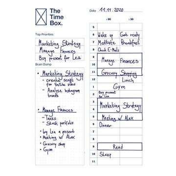 The Time Box Daily Time Management Planner - Time Blocking To Do List Planning Pad, Blank Hourly Notepad - Personal Organizer Notepad for Work - Brain Dump Agenda Notebook - 60 Undated Sheets 7" x 10"