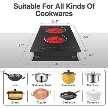 VBGK 12 Inch Electric Cooktop with 2 Burners