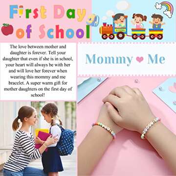 UNGENT THEM First Day of Kindergarten Bracelet Mommy and Me First Day of School Bracelet for Mom and Daughter Mother Daughter Bracelets Back to School Stuff Gifts