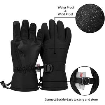 Ski Gloves, Warmest Waterproof and Breathable Snow Gloves for Cold Weather, Fits Both Men & Women,for Parent Child Outdoor