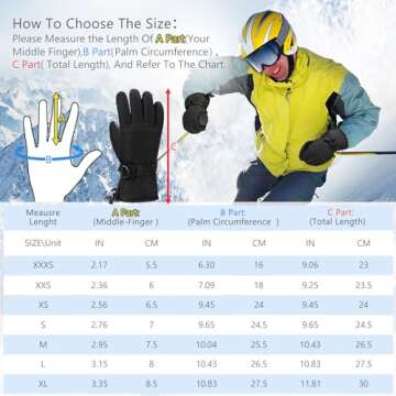 Ski Gloves, Warmest Waterproof and Breathable Snow Gloves for Cold Weather, Fits Both Men & Women,for Parent Child Outdoor