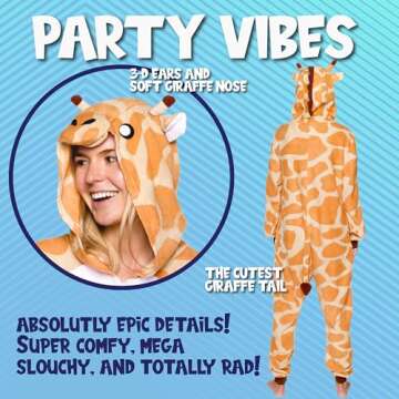 Funziez! Slim Fit Adult Onesie - Animal Halloween Costume - Plush Fruit One Piece Cosplay Suit for Women and Men