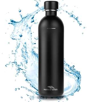 MATE OF STEEL® 35oz Plastic Free Bottle & 30oz Glass Bottles for Sodastream Terra, Fizzi & Art - Dishwasher Safe & Leak-Proof metal Stainless Steel Water Bottle - Replacement Bottles for Soda Stream