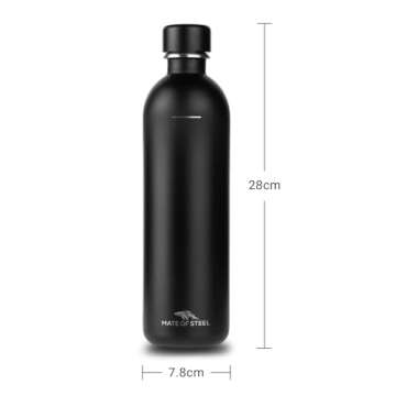 MATE OF STEEL® 35oz Plastic Free Bottle & 30oz Glass Bottles for Sodastream Terra, Fizzi & Art - Dishwasher Safe & Leak-Proof metal Stainless Steel Water Bottle - Replacement Bottles for Soda Stream