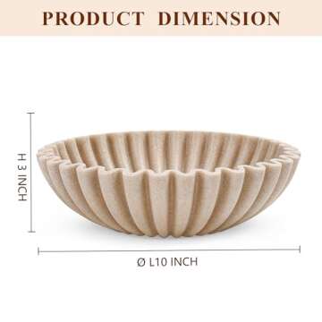 YMXYJM Large Decorative Bowl, Modern Handicraft Bowls for Home Decor, Decorative Fruit Bowl for Kitchen Counter, Ruffle Bowl Decor, Stylish Key Bowl for Entry Table, Artificial Stone Beige