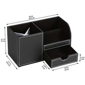 Stylish KINGFOM PU Leather Desk Organizer for Home & Office