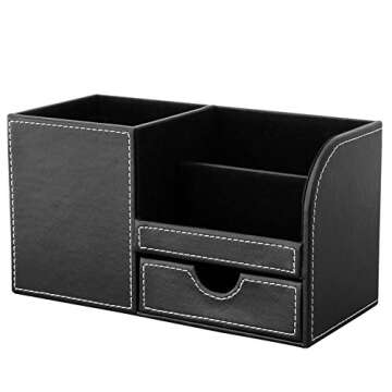 KINGFOM PU Leather Desk Organizer for Office Supplies