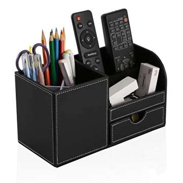 KINGFOM PU Leather Desk Organizer for Office Supplies