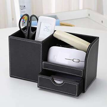 KINGFOM PU Leather Desk Organizer for Office Supplies