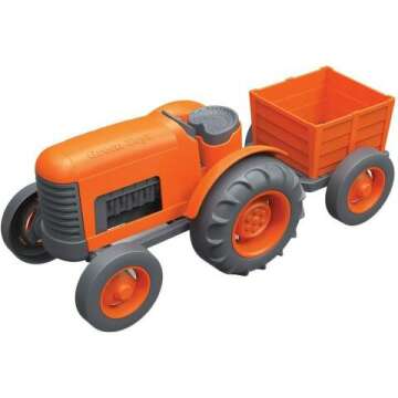 Eco-Friendly Green Toys Tractor Vehicle in Vibrant Orange