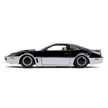 Jada Toys Hollywood Rides Knight Rider K.A.R.1982 Pontiac Firebird 1: 24 Diecast Vehicle with Light Up Feature, Glossy Black / Silver