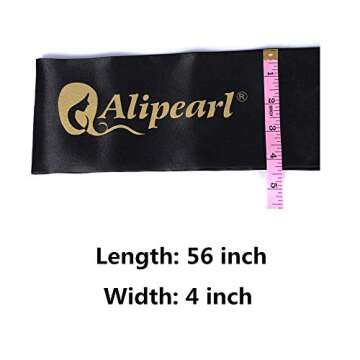 Ali Pearl Edge Wrap for Black Hair-Satin Edge Laying Scarf for Lace Frontal Wigs Soft Women's Satin Headband for Makeup, Facial,Sport,Yoga (Black 2 pieces)