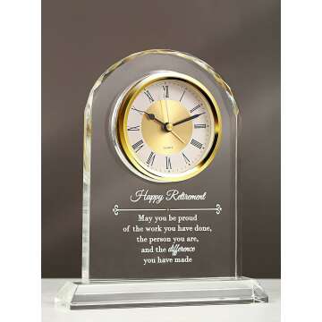 Elegant Retirement Crystal Alarm Clock & Plaque Gift - Timeless Appreciation