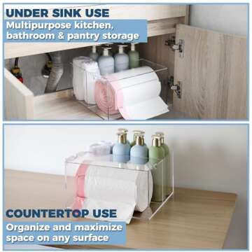 Storage Standard Trash Bag Kitchen Organizers and Storage Under Sink Dispenser - Large Garbage Bag Under Sink Organizer Bathroom - Acrylic Bathroom Storage Organizer Cabinet