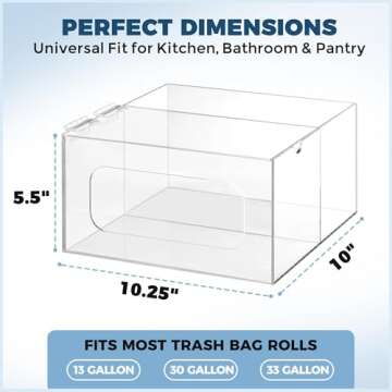 Storage Standard Trash Bag Kitchen Organizers and Storage Under Sink Dispenser - Large Garbage Bag Under Sink Organizer Bathroom - Acrylic Bathroom Storage Organizer Cabinet