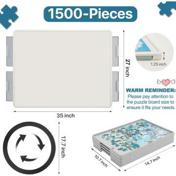 1500-Piece Rotating Puzzle Table with Storage Drawers