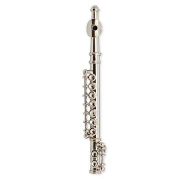 Broadway Gift Decorative Miniature Silver Flute Music Instrument -Miniature Replica with Lined Case, Size 3 in.