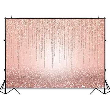 Avezano Rose Gold Glitter Backdrop for Girl Birthday Party Sweet 16 Photoshoot Rose Gold Shiny Glittering Bokeh Parties Events Decorations Newborn Portrait Photo Booth Photography Background (7x5ft)